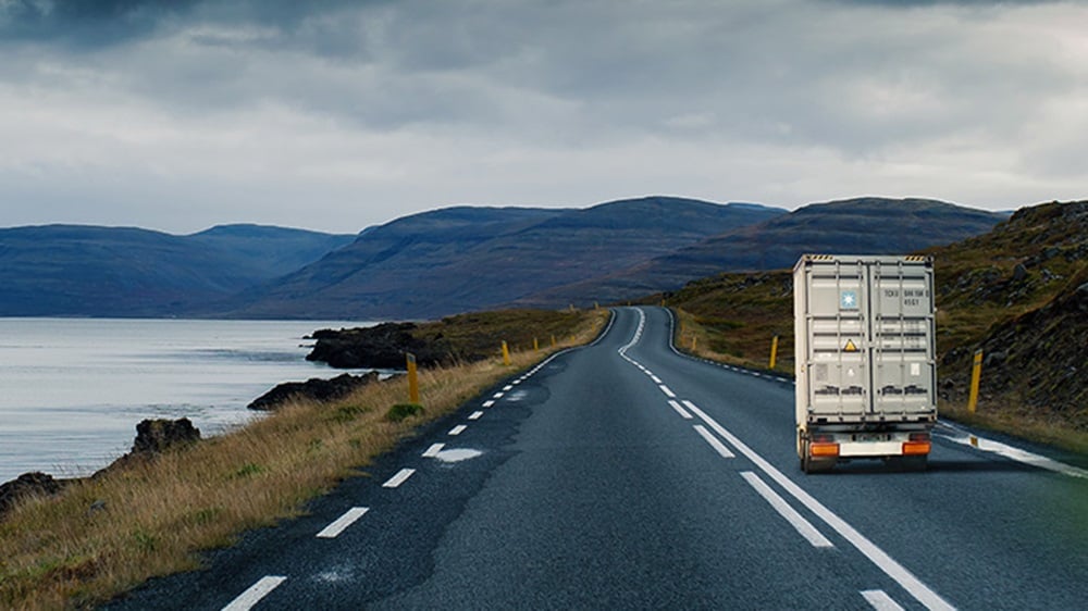 A Maersk truck carrying cargo booked online through Maersk Spot.