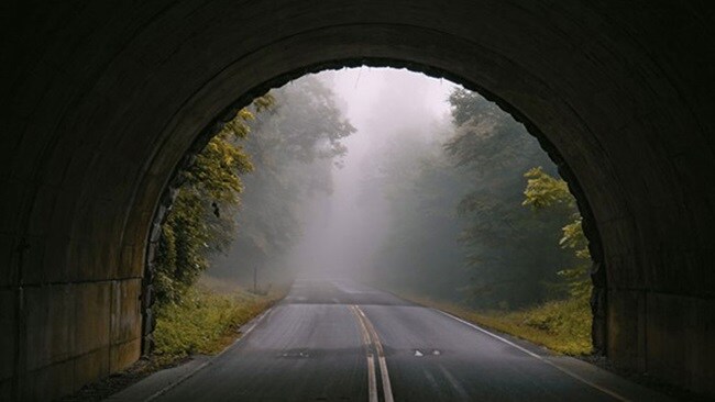 Road through tunnel