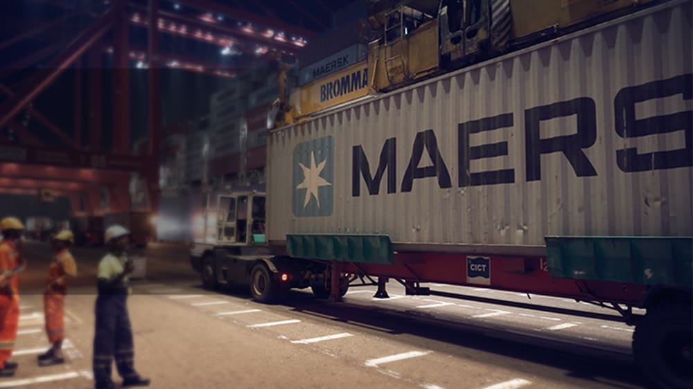 A Maersk cargo container